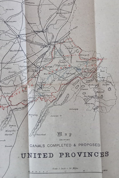 Vintage Survey of India UNITED PROVINCES CANALS COMPLETED & PROPOSED 26" x 39"