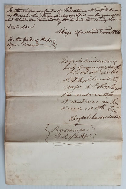 AOP India 1826 Supreme Court, Fort Williams, Calcutta document