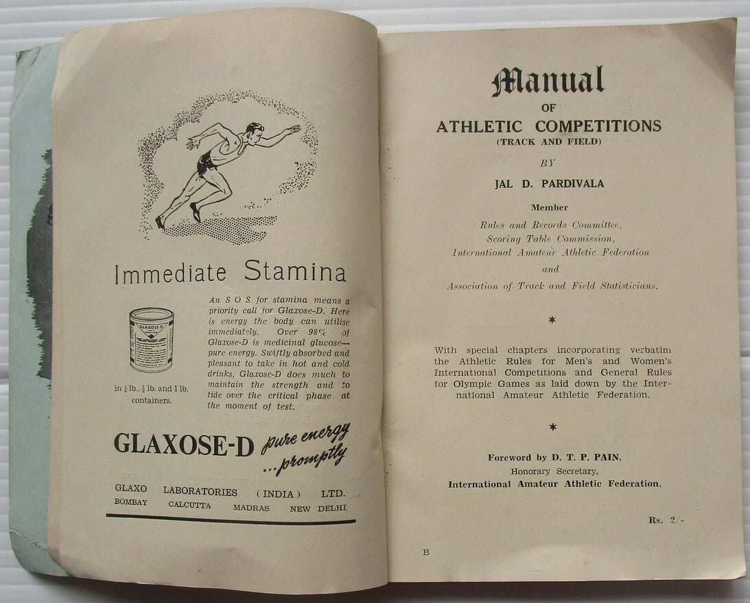 India Manual of Athletic Competitions Track & Field by Pardivala 1955 SC 143pgs