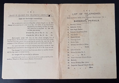 India Patiala State 1922 DIRECTIONS FOR USING THE TELEPHONES - 12pgs 300 printed