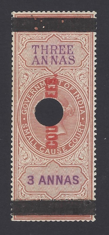 India QV Court Fee provisional ovpt on Small Cause Court 3a used. Barefott #150