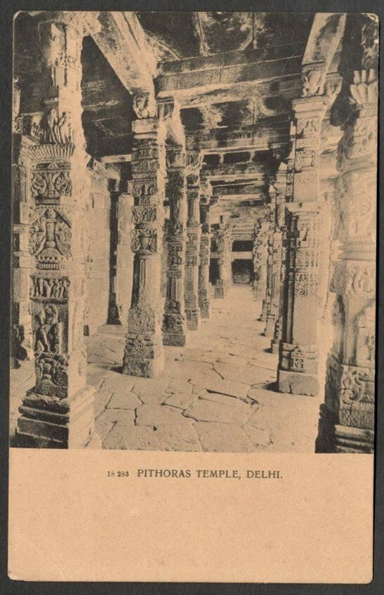 AOP India Pithoras Temple, Delhi vintage postcard