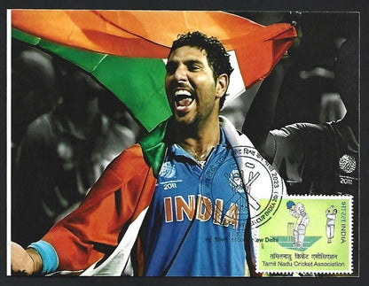 India 2023 ICC Cricket World Cup postcard SACHIN,HARBHAJAN ETC.