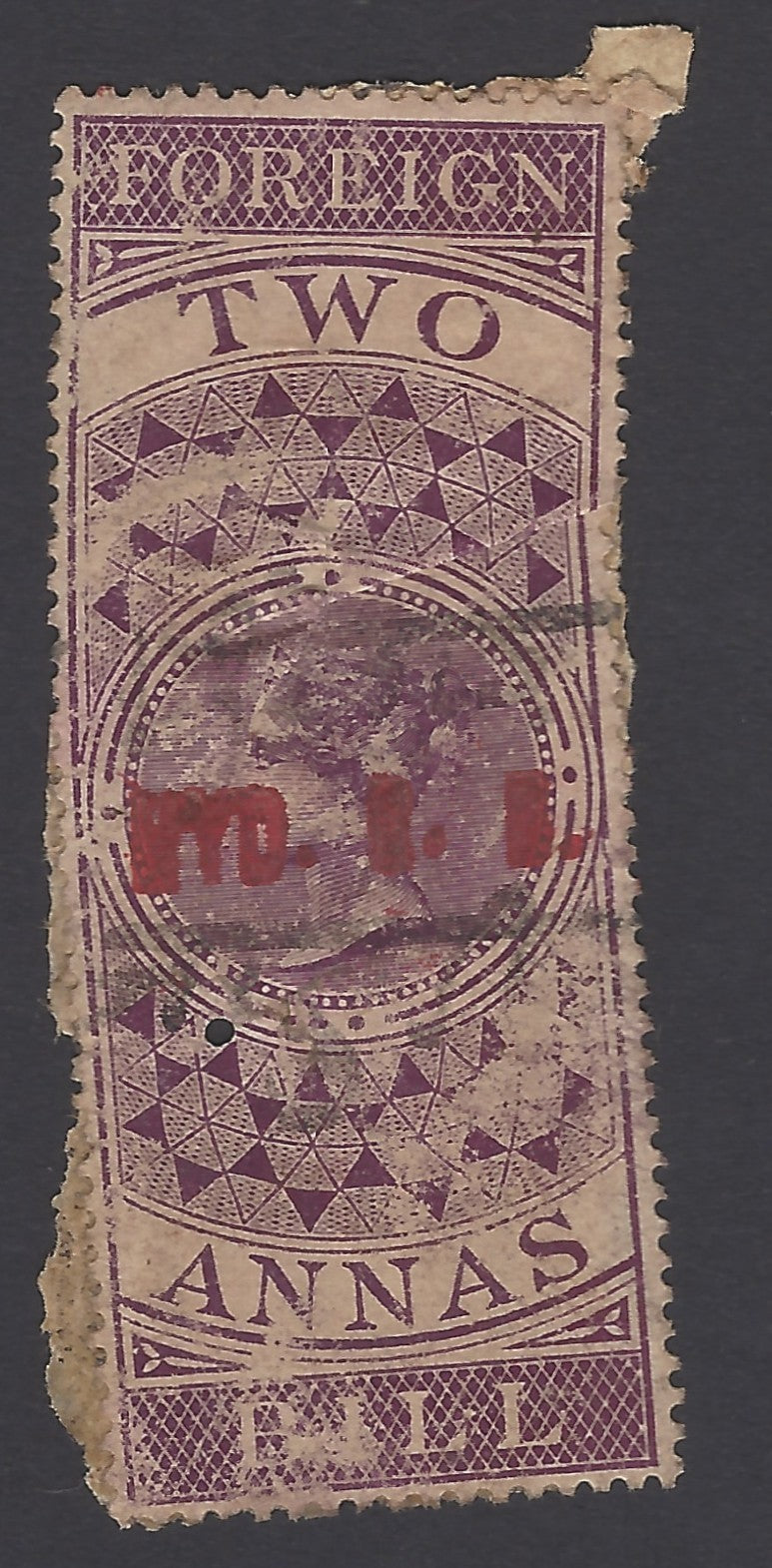 India QV 1861 FOREIGN BILL overprinted HYD R.B. Hyderabad Residency Bazar zaz