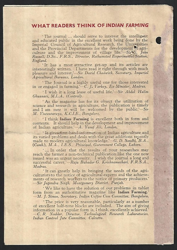 INDIAN FARMING 1942 advertisement brochure