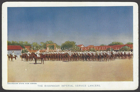 India Bhavnagar Imperial Service Lancers 1940s View Card with crest