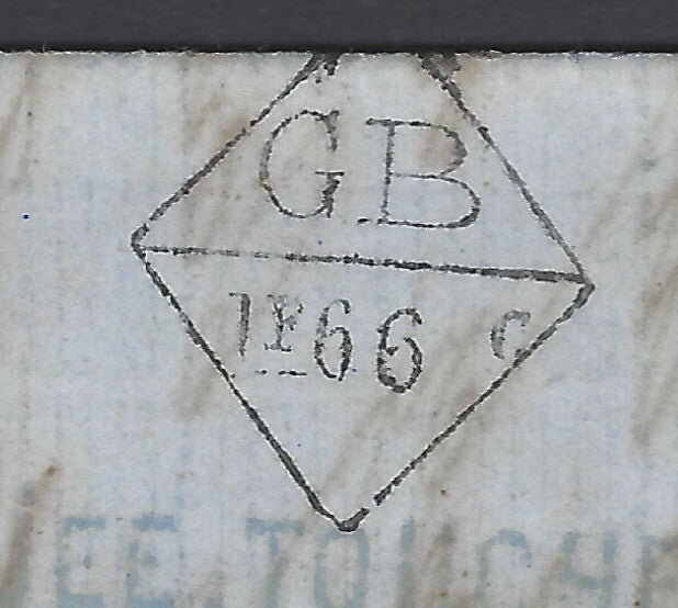 India 1866 stampless Bombay to France GB/LF 62 4/10c accountancy mark FA BOMANJE