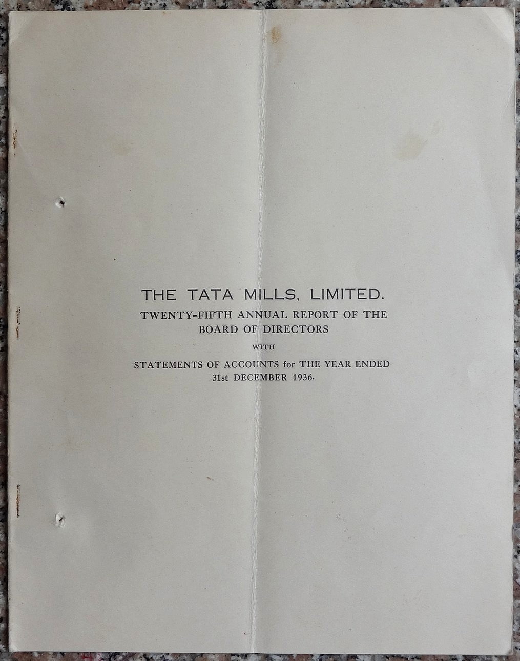 India 1936 THE TATA MILLS LTD Annual Report 23pgs