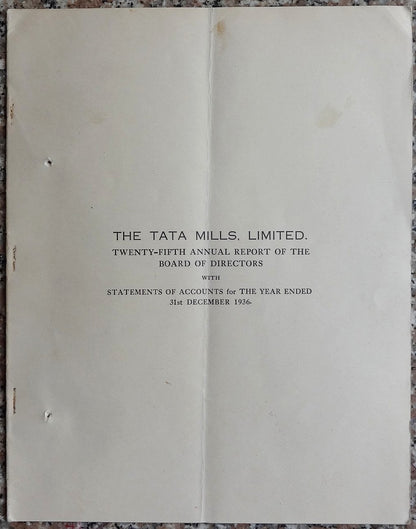 India 1936 THE TATA MILLS LTD Annual Report 23pgs