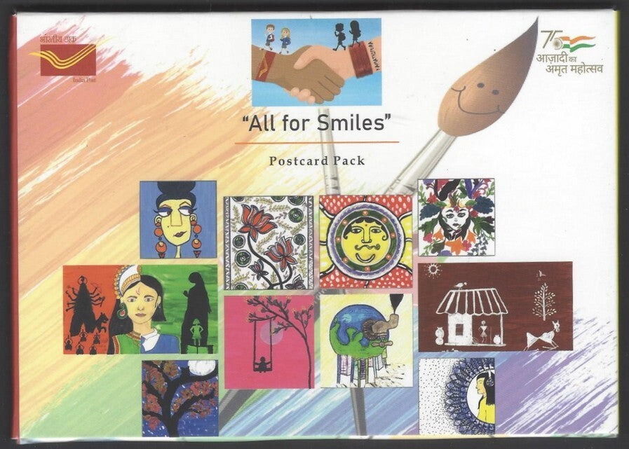 India ALL FOR SMILES Kamathipura Child Art Postcard Pack with 10 postcards 2022