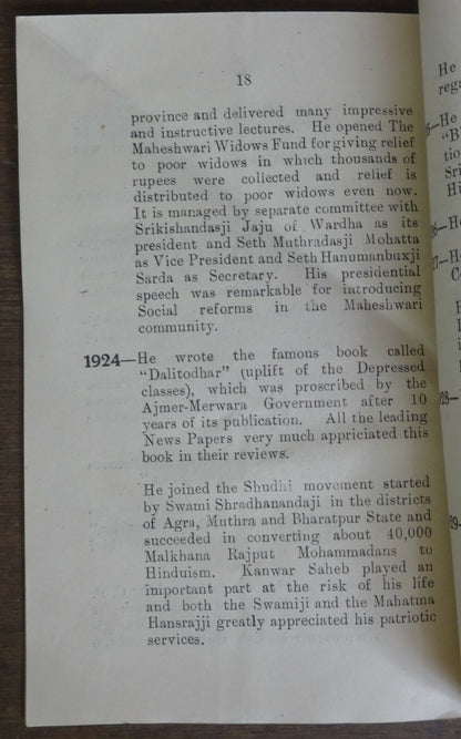 India 1944 Hindu Mahasabha booklet 2nd DICTATOR HYDERABAD etc