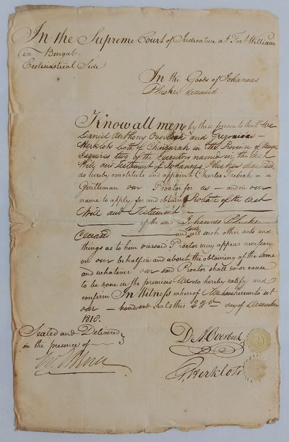 AOP India 1818 Supreme Court, Fort Williams, Calcutta document