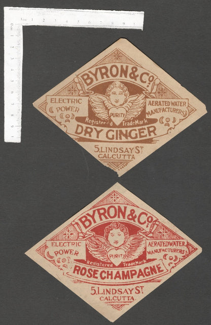 AOP India vintage BYRON & CO. Calcutta ELECTRIC POWER Aerated Drink labels (8)