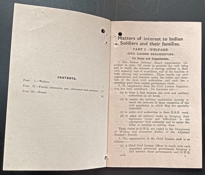 India 1943 MATTERS OF INTEREST TO INDIAN SOLDIERS Government publication