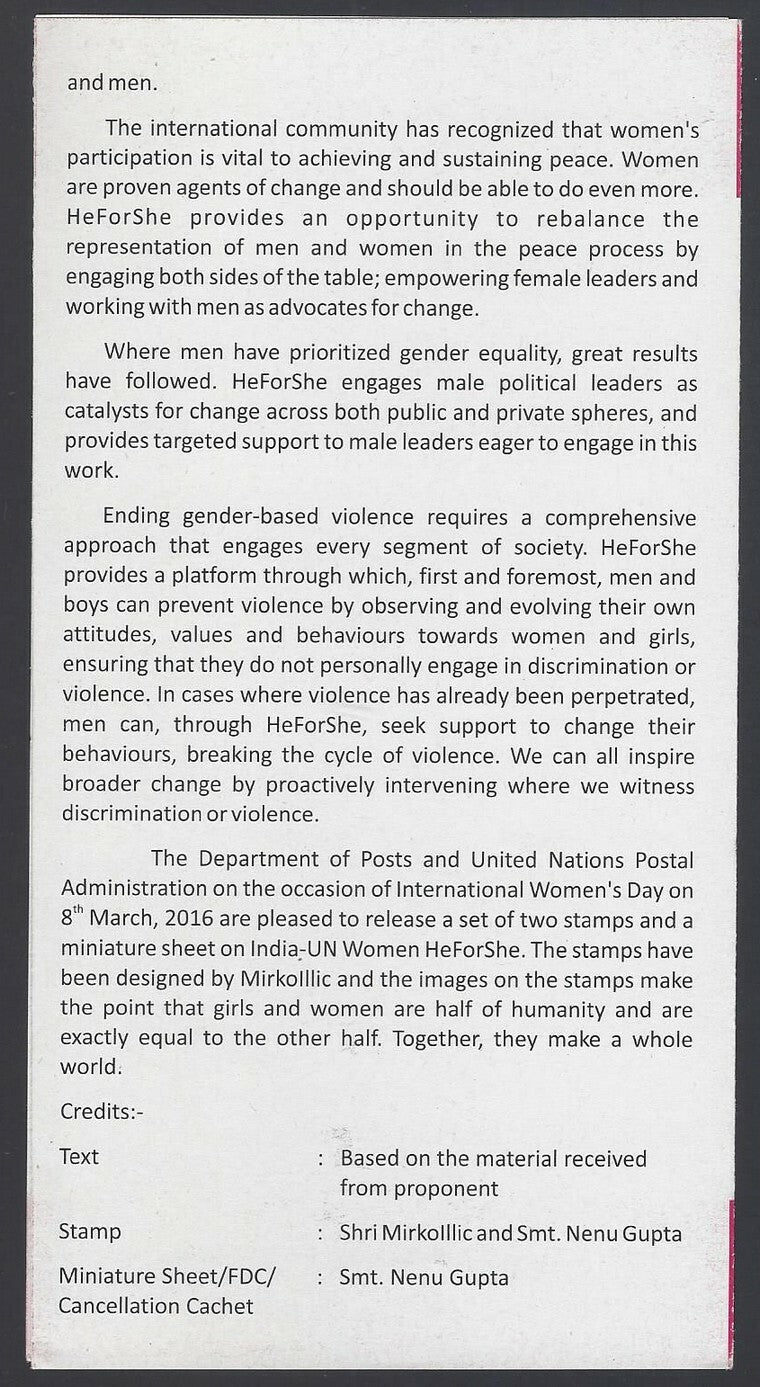 India 2016 INDIA-UN Women He For She used brochure
