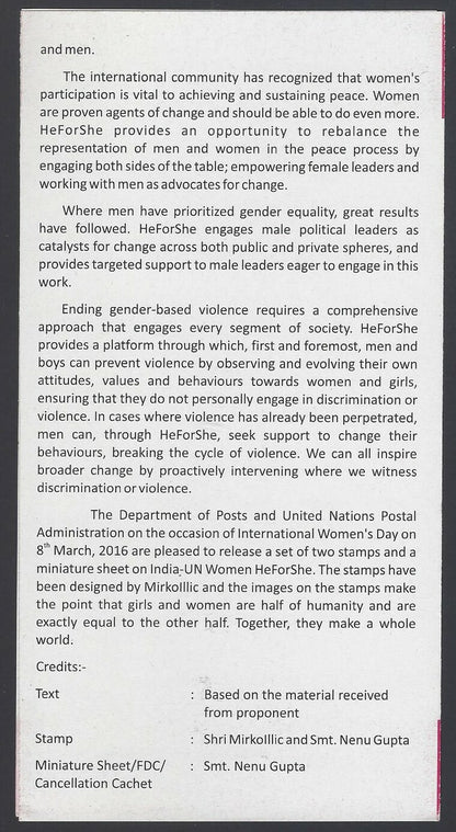 India 2016 INDIA-UN Women He For She used brochure