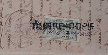 AOP French India 3fa revenue stamp on 1946 12 page KARIKAL document