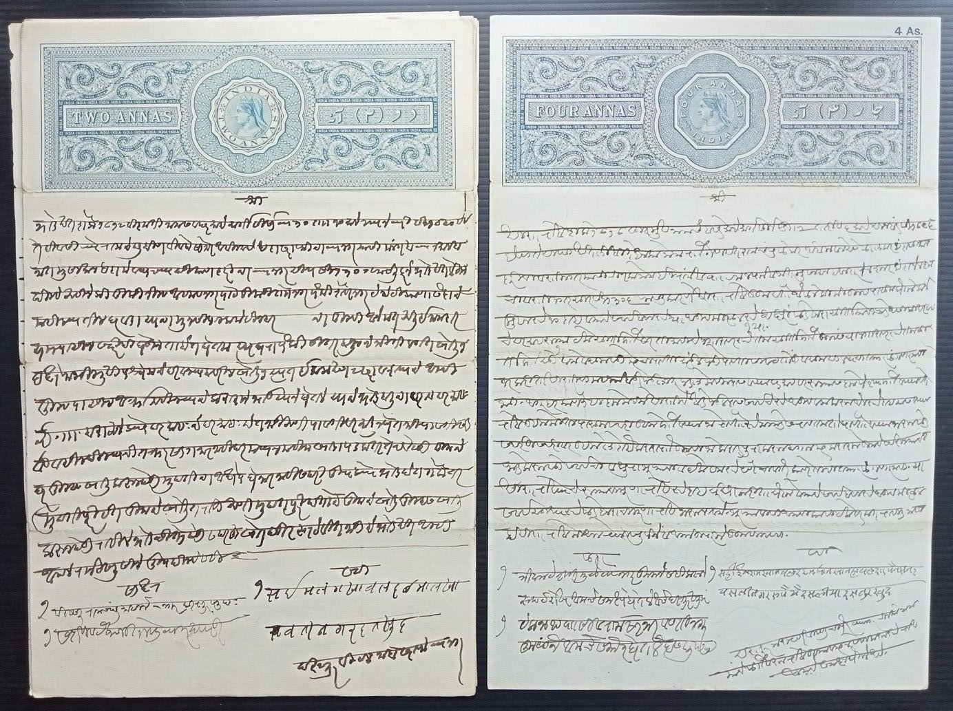 (AOP) India accumulation of mainly QV - KGV stamp papers (87 items)