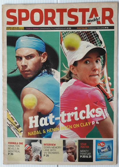 India Sportstar 2007-11 TENNIS cover issues 10” X 13” (5)