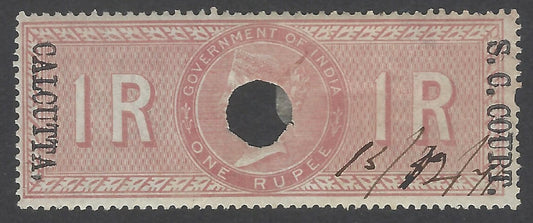 AOP India S.C. COURT CALCUTTA overprint on 1868 Special Adhesive 1R. Bft 53
