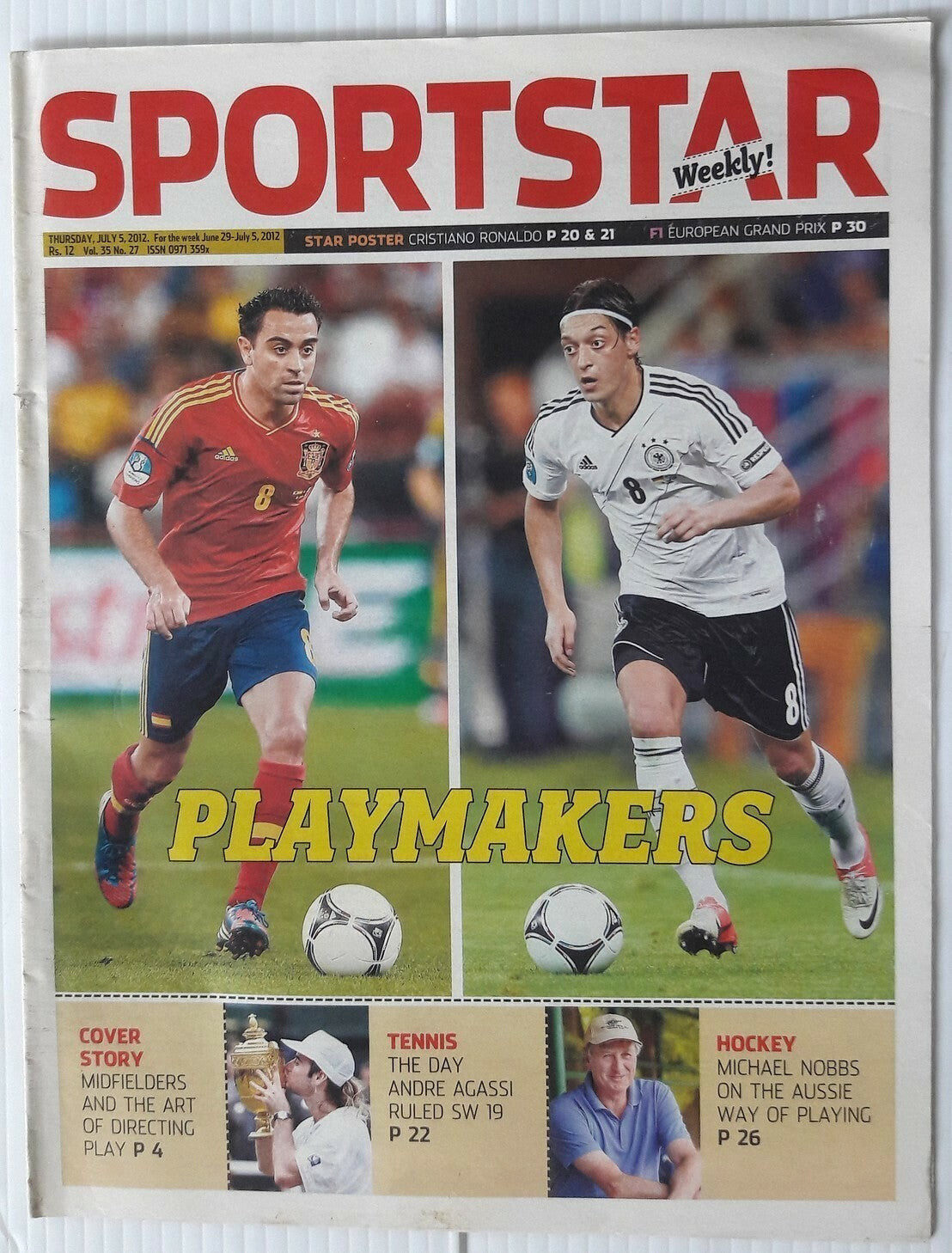 India Sportstar 2008-12 FOOTBALL cover issues 10” X 13” (5)