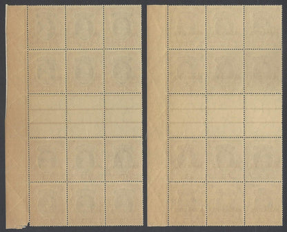 AOP India Nabha State KGVI 1938 1R & 2R gutter blocks of 12 MNH. SG 89-90 £672