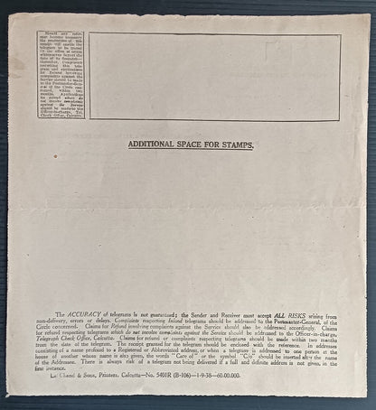India 1938 & 1942 telegraph forms mint (2)