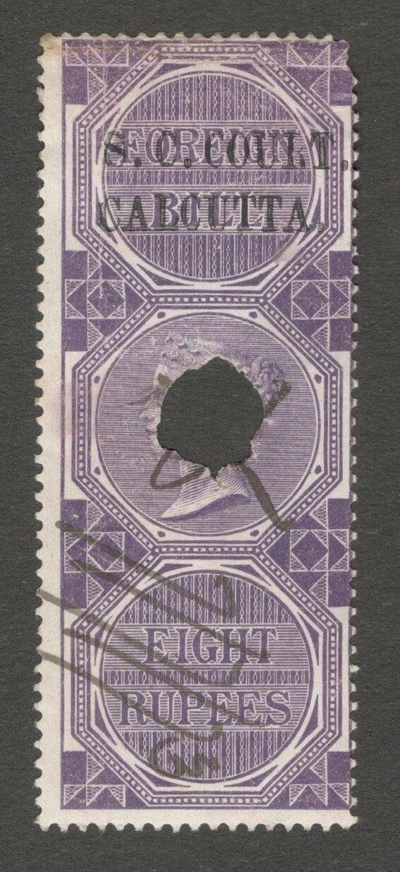 AOP India 1868-69 S. C. COURT CALCUTTA ovpt on QV Foreign Bill 8R Bft 13