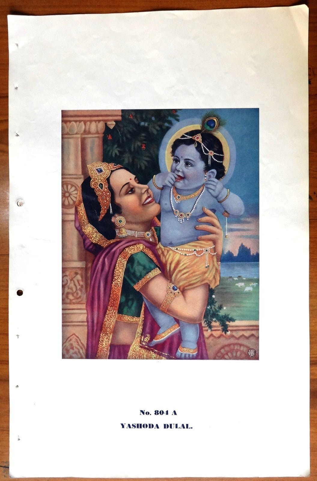 India 1941 11” x 17.5” poster YASHODA DULALA Oriental Calendar Co Calcutta