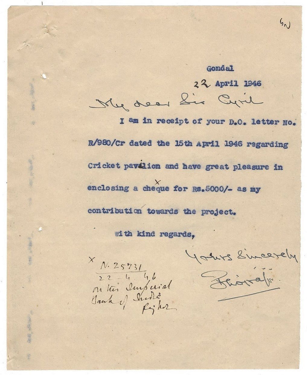 India Cricket 1946 letters (3)