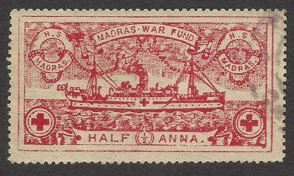 India WW1 MADRAS WAR FUND H.S. MADRAS 1/2a War Fund label