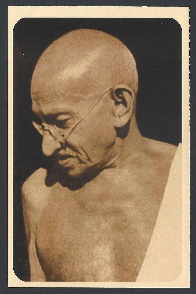 AOP India full back pictorial 50p Gandhi postal card GANDHI