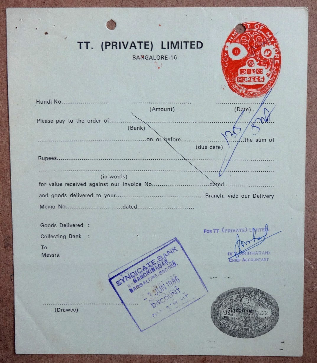 India Mysore State impressed impressed reveues on documents 5R 10R 25R & 50R