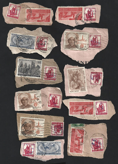 India 1971 Refugee Relief rubberstamp ovpts on pieces 19 pic LARGE COLLECTION