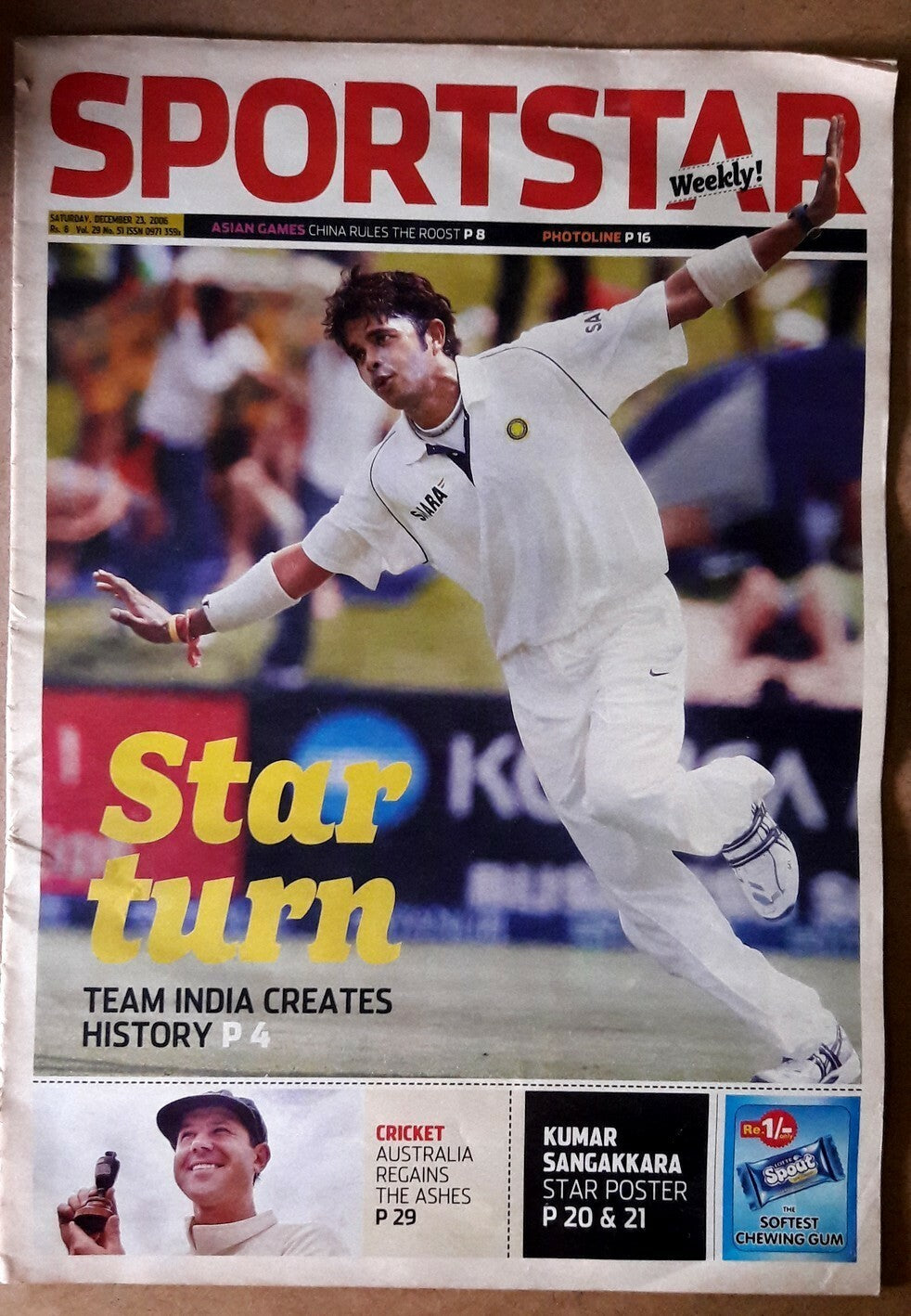 India Sportstar 2006-12 CRICKET cover issues 10” X 13” (5)