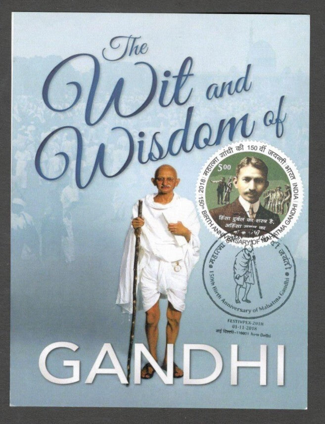 AOP India 2018 GANDHI maxi card with label The Wit & Wisdom of Gandhi