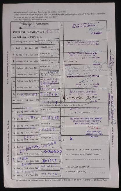 India West Bengal State Electricity Board 1984-8 BONDS upto 100000 (11)