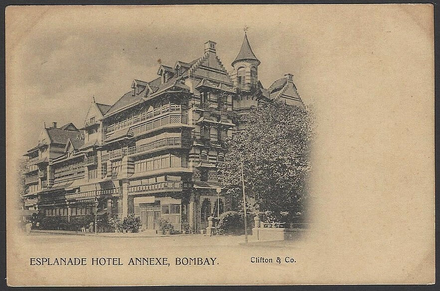 India BOMBAY vintage UB postcard Esplanade Hotel Annexe