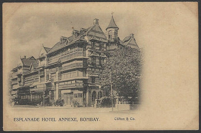 India BOMBAY vintage UB postcard Esplanade Hotel Annexe