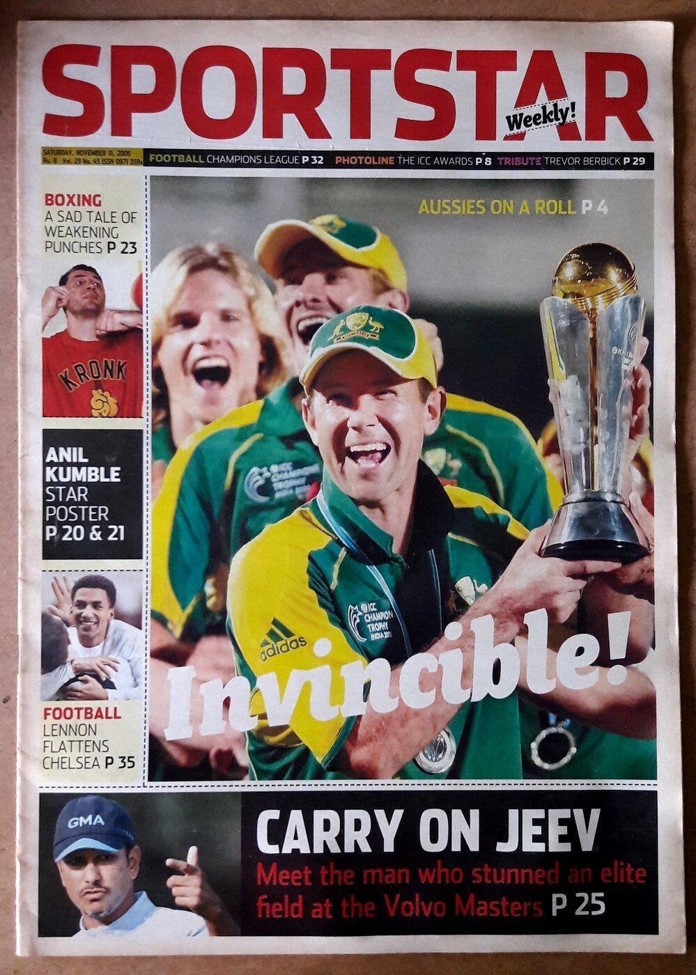 India Sportstar 2006-10 CRICKET cover issues 10” X 13” (5)