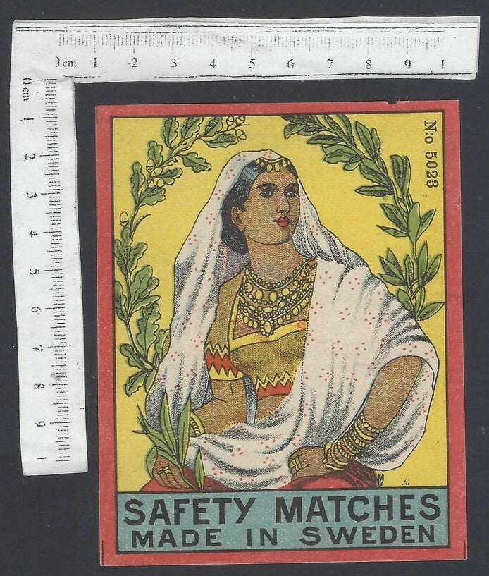 AOP India vintage packet size label Indian Balle Made in Sweden