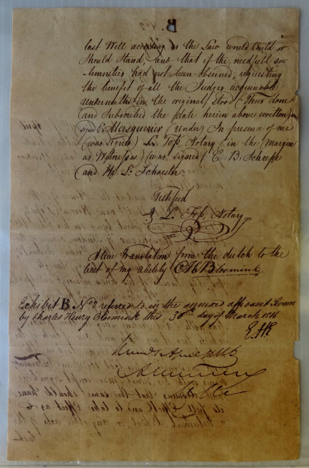English East India Company Java 6 Stuiver stamped paper used 1816 + translation