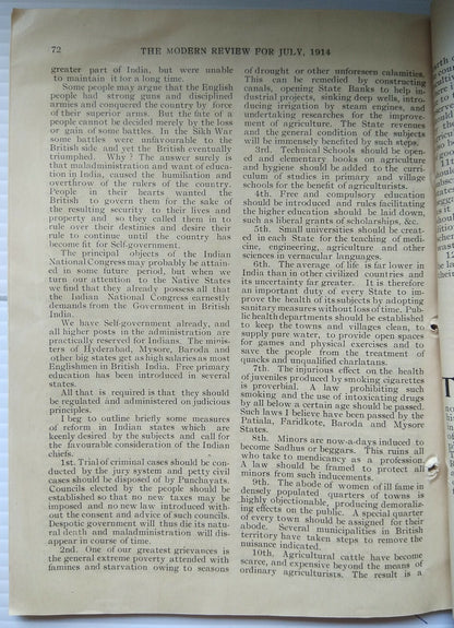 India THE MODERN REVIEW July 1914 Gandhi South Africa Commission 112pgs