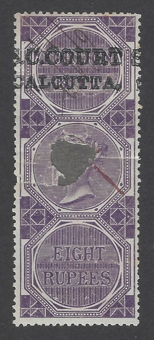 AOP India S.C. COURT CALCUTTA overprint on 1861 Foreign Bill 8R used. Bft 13