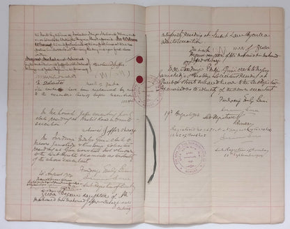 AOP India QV Queen Victoria 1868 Special Adhesive 10R on 1904 indenture 5 pgs