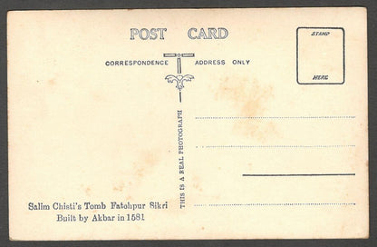 AOP India vintage real photo postcard SALIM CHISTI'S TOMB, Fatehpur Sikri