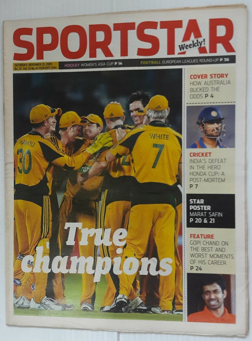 India Sportstar 2008-09 CRICKET cover issues 10” X 13” (5)