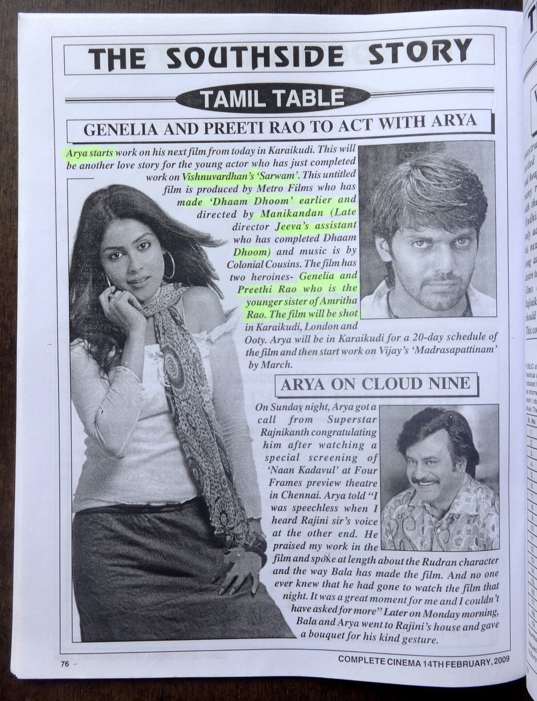 Bollywood Trade magazine COMPLETE CINEMA 14 Feb 2009 issue – Sunny Deol cover