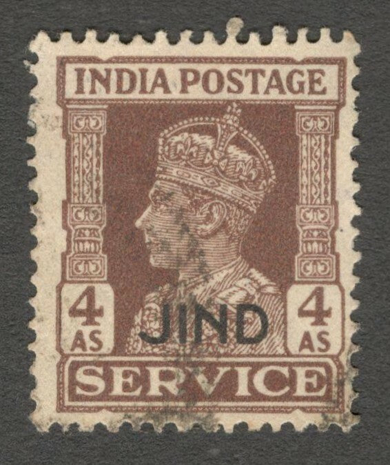 AOP India Jind State Official KGV 1939 4as used SG O81 £8.50