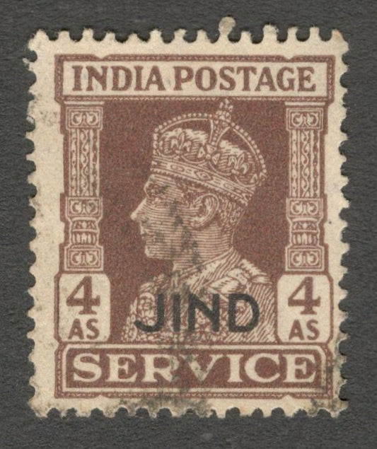 AOP India Jind State Official KGV 1939 4as used SG O81 £8.50